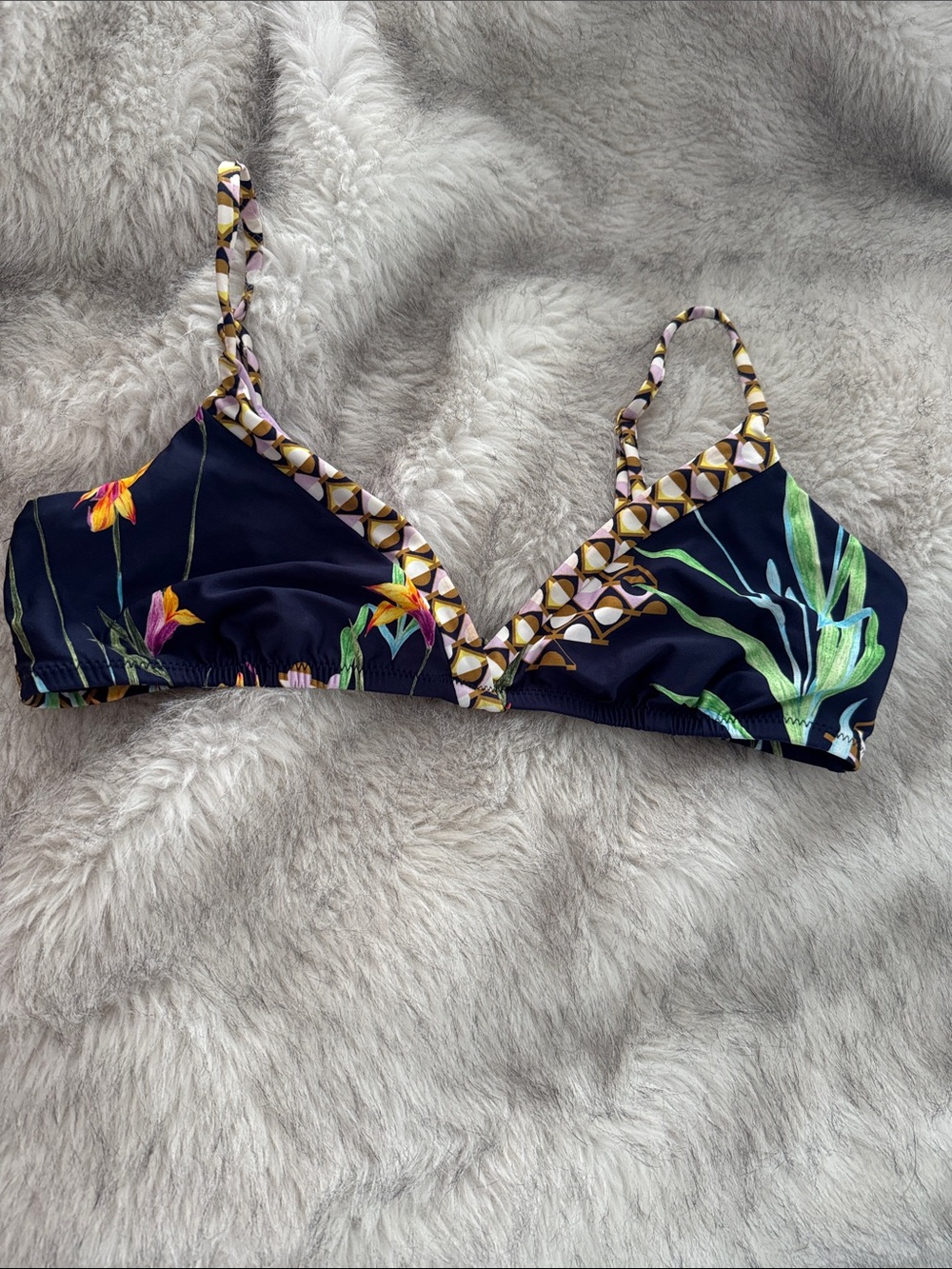 Trina Turk Floral Trim Navy Bikini Top 6